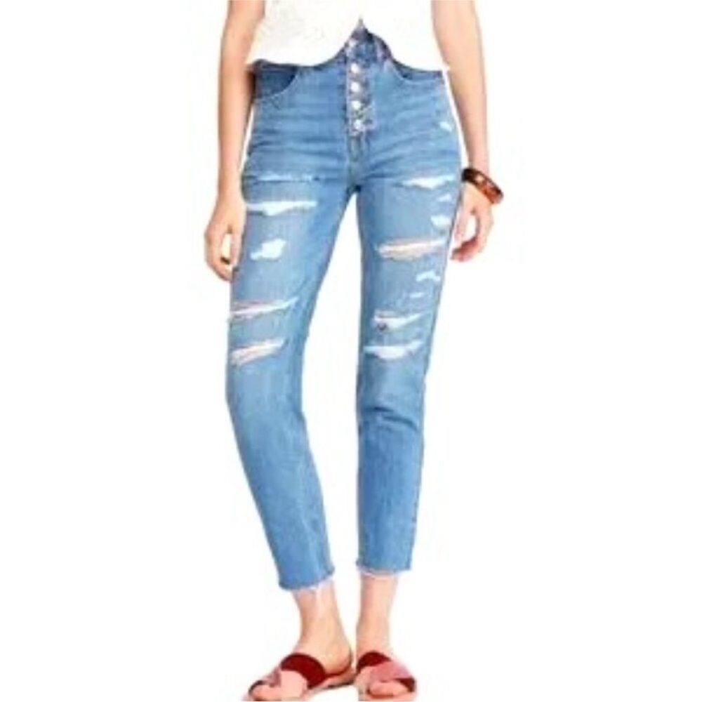 FREE PEOPLE | WE THE FREE Blossom Rigid Cropped Distressed Jeans Women’s Size 27